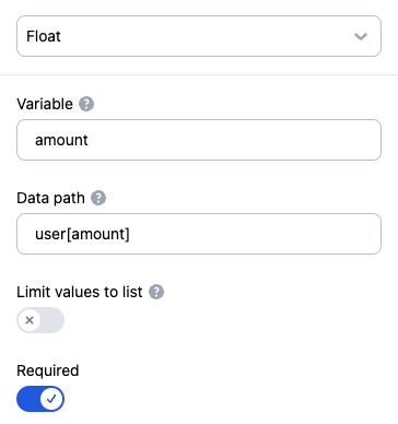 Float input type settings